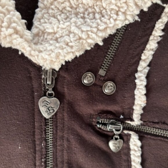 Twisted Heart Vintage Y2K Retro Chocolate Brown and Sherpa Fitted jacket, size S - Picture 5 of 6